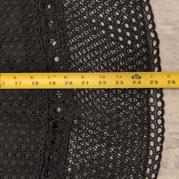 Black Geometric Eyelet Lace Midi Skirt - Whimsigoth Grunge Style SZ 10 - Picture 16 of 16